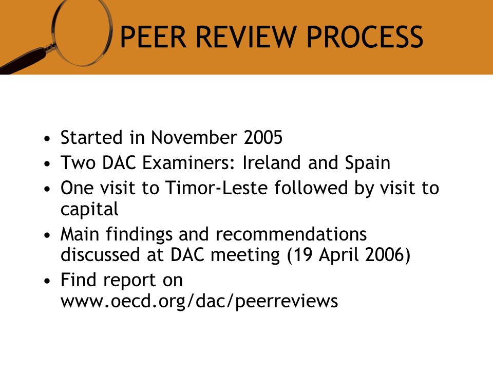 PEER REVIEW PROCESS Started in November 2005