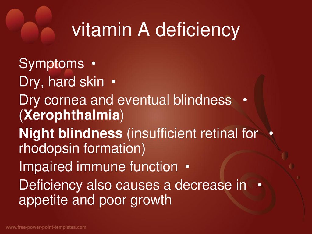 vitamin A deficiency Symptoms Dry, hard skin