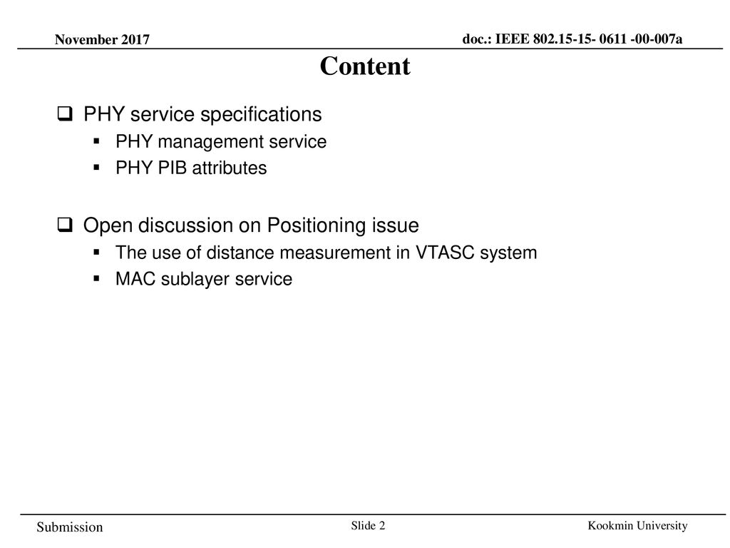 Content PHY service specifications