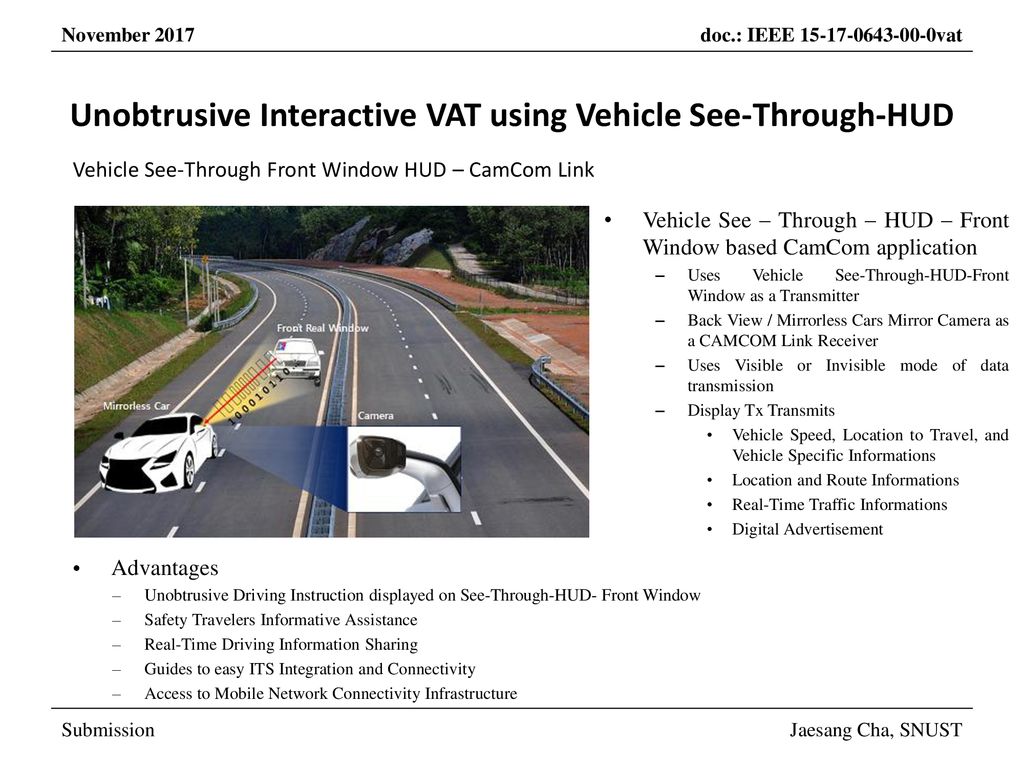 Unobtrusive Interactive VAT using Vehicle See-Through-HUD