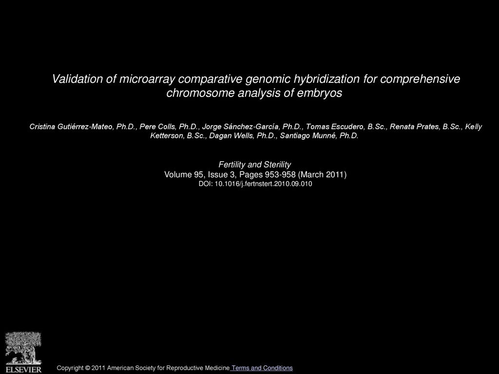 Validation of microarray comparative genomic hybridization for comprehensive chromosome analysis of embryos