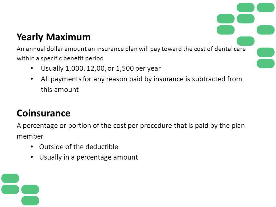 Yearly Maximum Coinsurance Usually 1,000, 12,00, or 1,500 per year