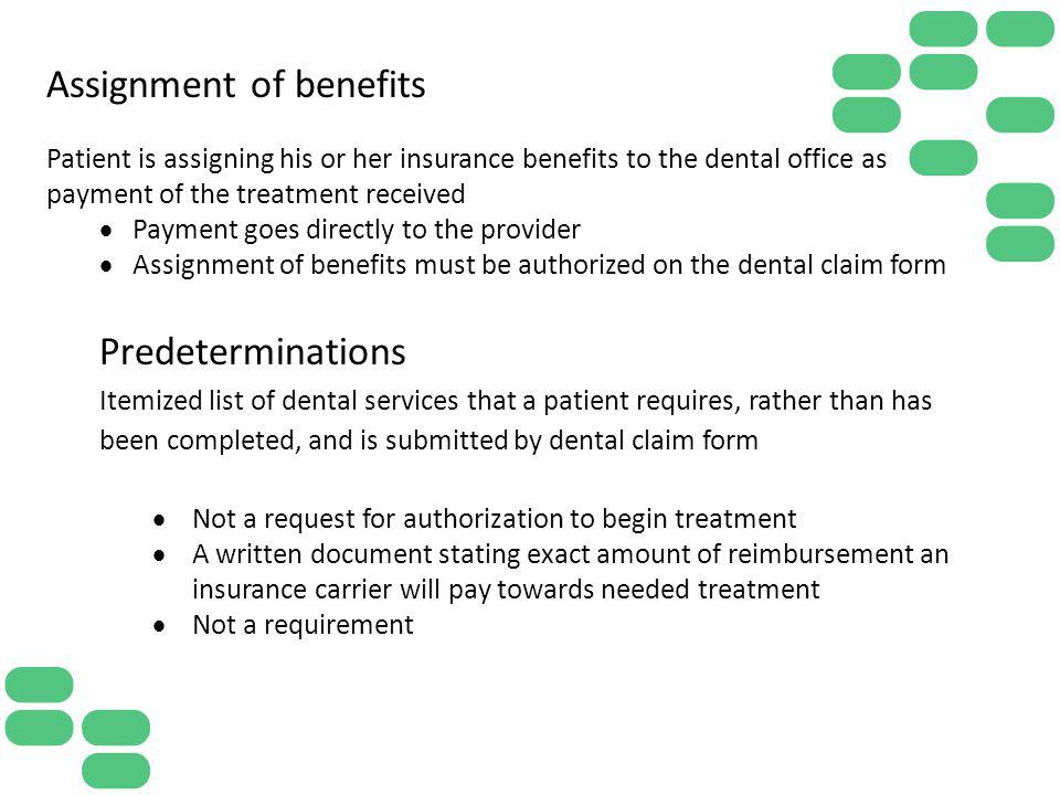 Assignment of benefits