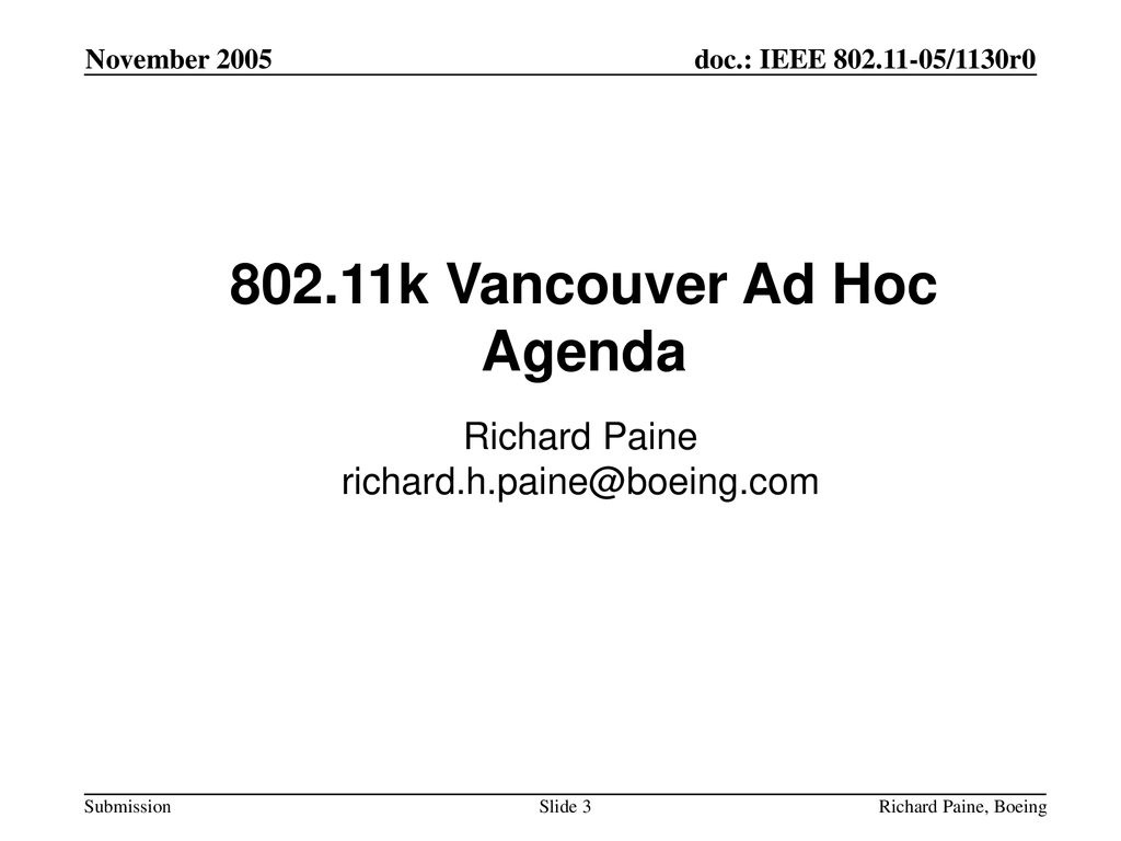802.11k Vancouver Ad Hoc Agenda