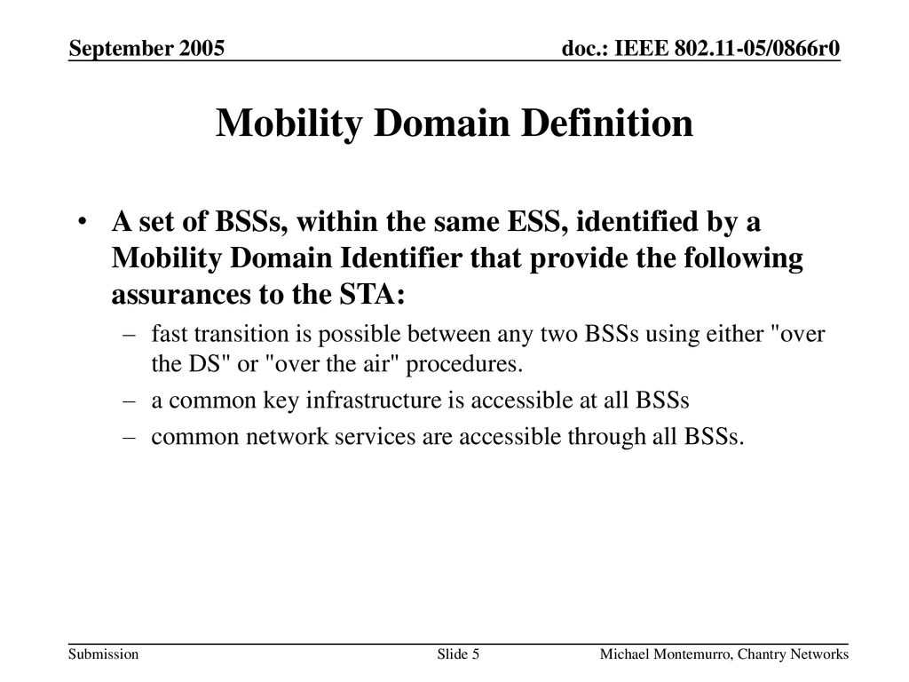 Mobility Domain Definition