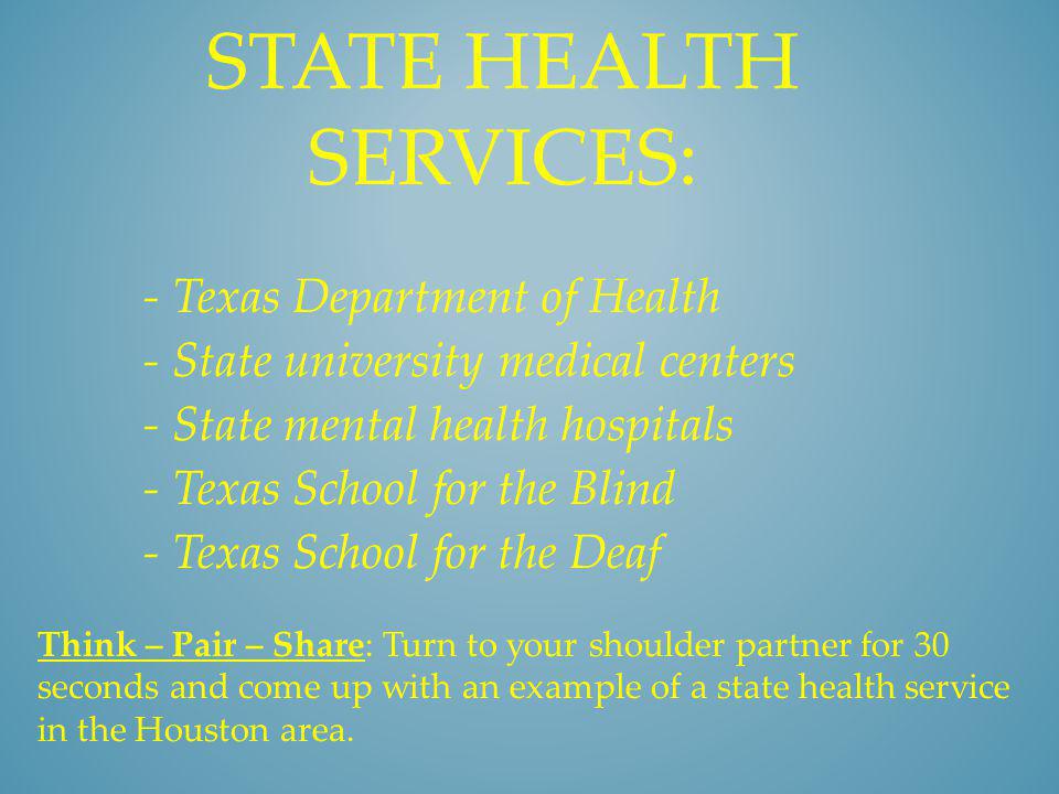 State health services: