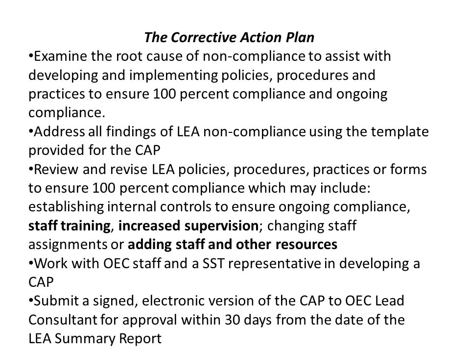 The Corrective Action Plan