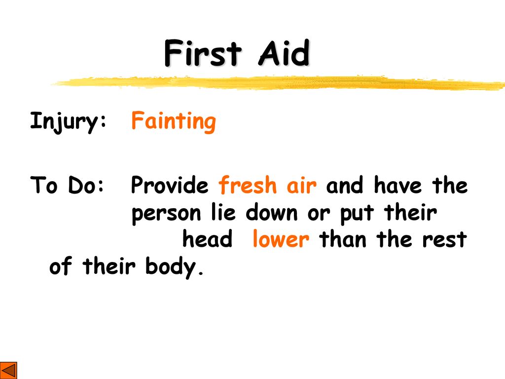 First Aid Injury: Fainting