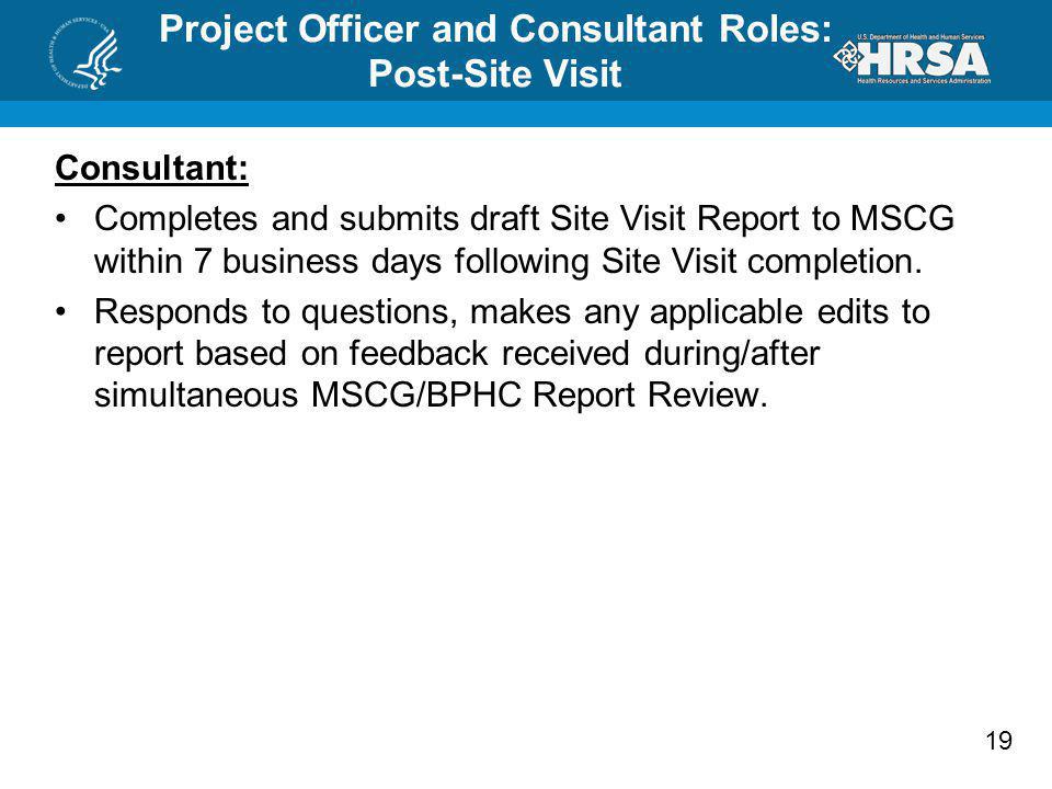 Project Officer and Consultant Roles: Post-Site Visit