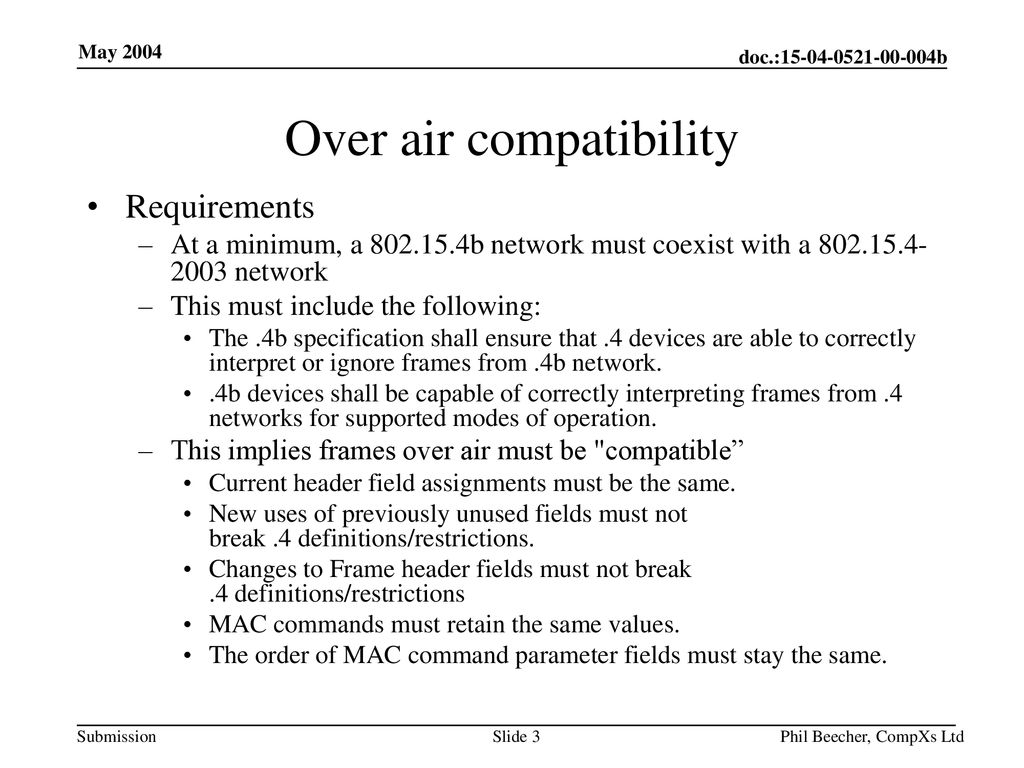 Over air compatibility