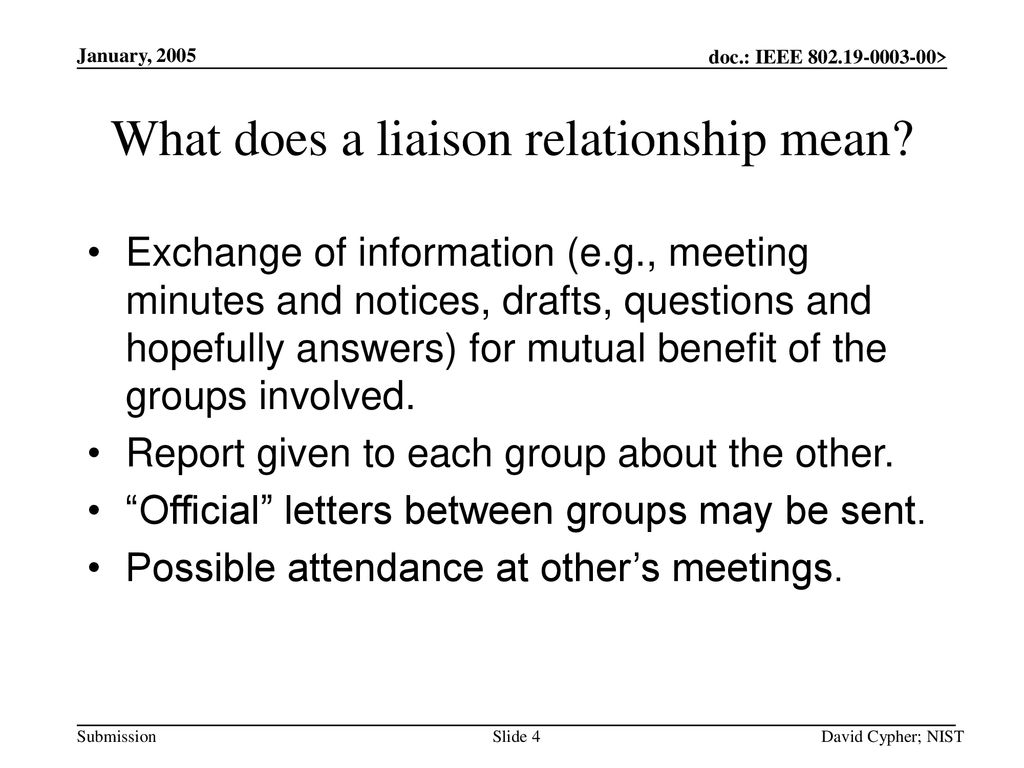 What does a liaison relationship mean