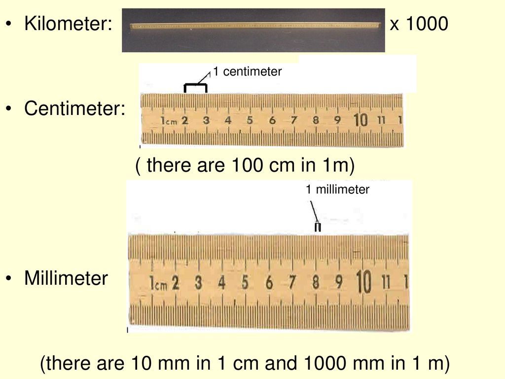 (there are 10 mm in 1 cm and 1000 mm in 1 m)