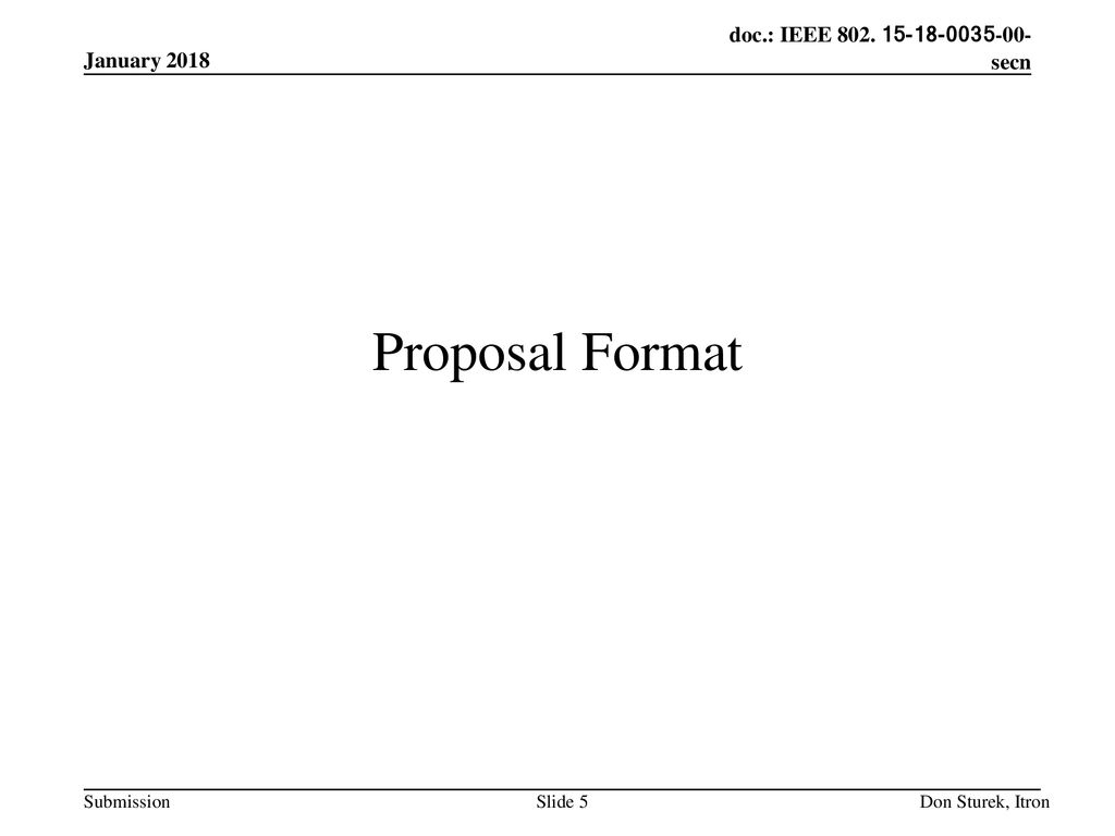 January 2018 Proposal Format Don Sturek, Itron