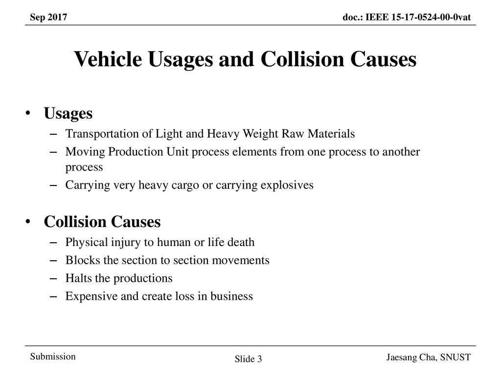 Vehicle Usages and Collision Causes