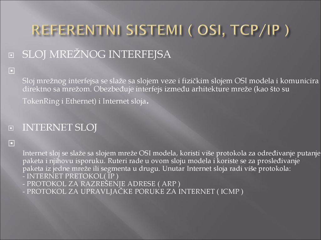 REFERENTNI SISTEMI ( OSI, TCP/IP )