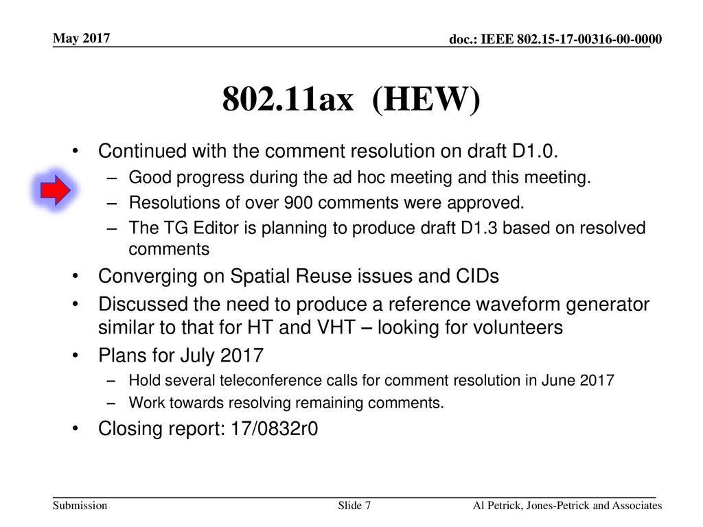 802.11ax (HEW) Continued with the comment resolution on draft D1.0.