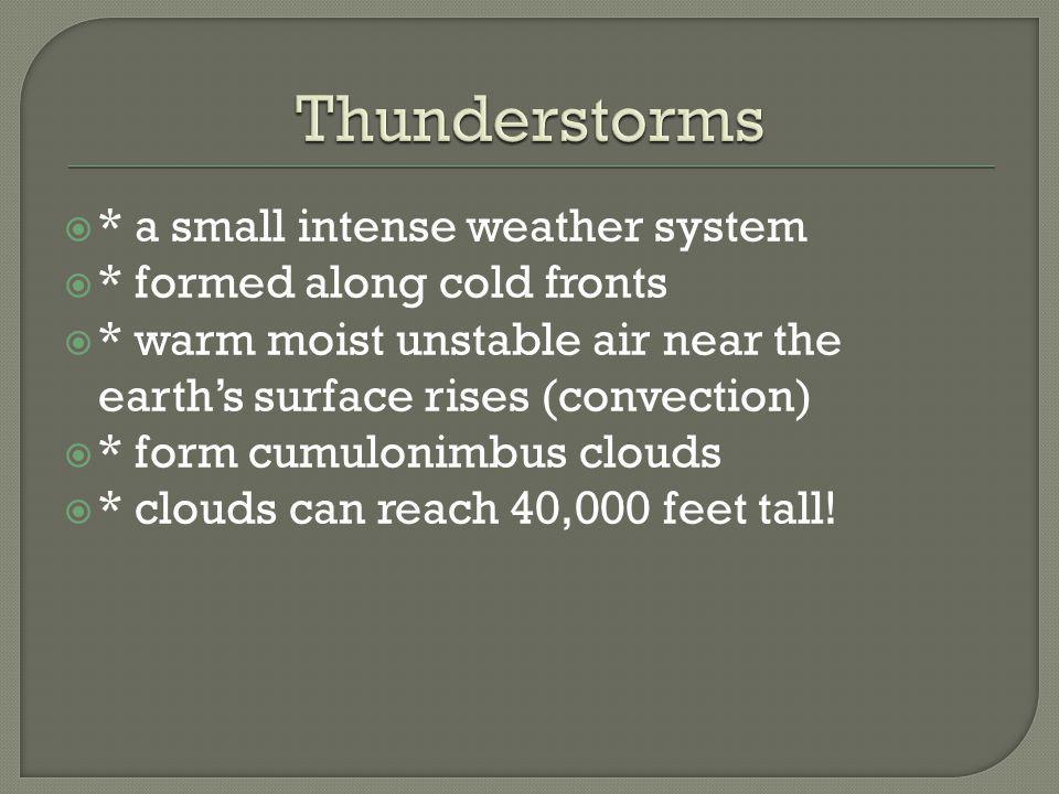 Thunderstorms * a small intense weather system