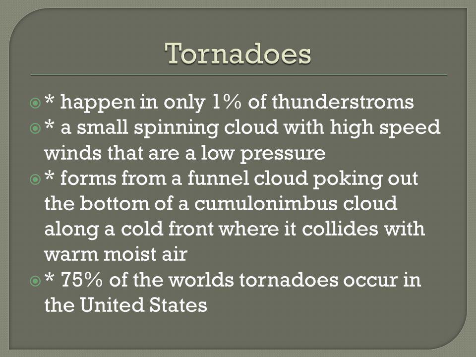 Tornadoes * happen in only 1% of thunderstroms