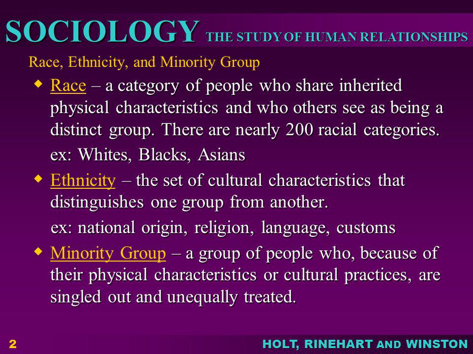 Race, Ethnicity, and Minority Group