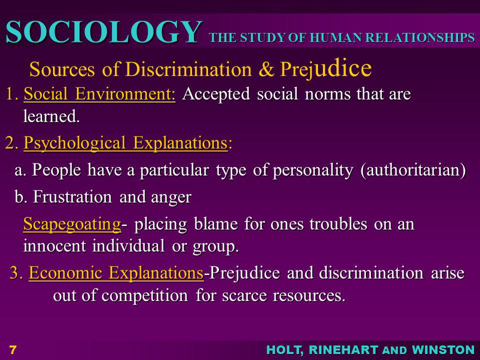 Sources of Discrimination & Prejudice