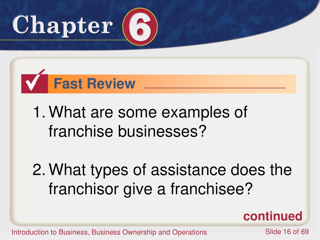 What are some examples of franchise businesses