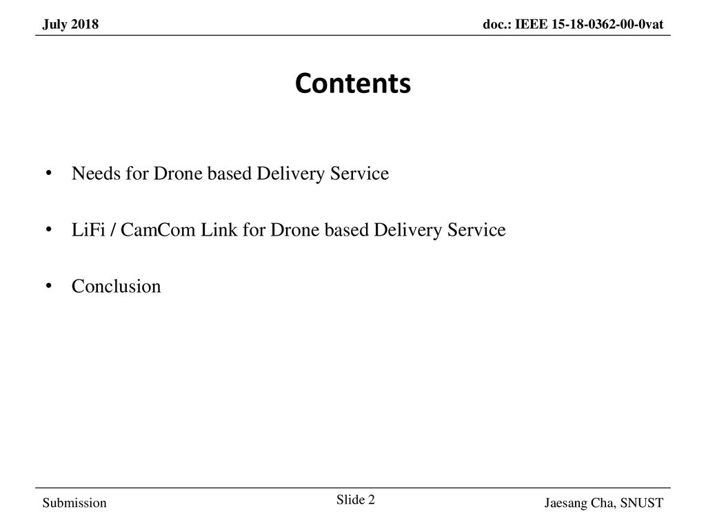 Contents Needs for Drone based Delivery Service