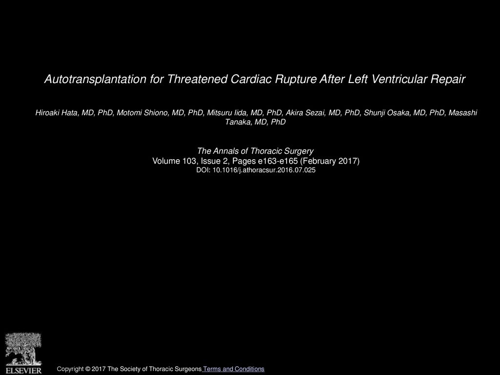 Autotransplantation for Threatened Cardiac Rupture After Left Ventricular Repair