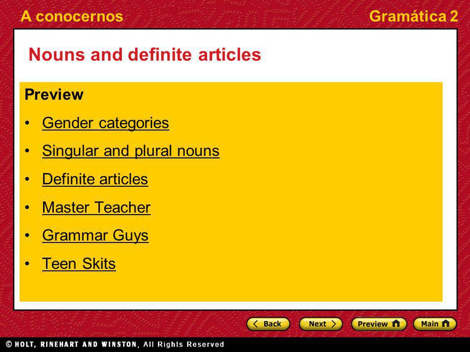Nouns and definite articles
