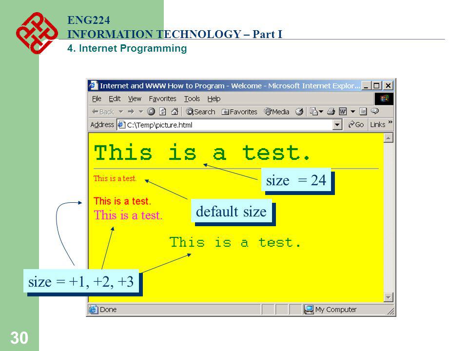 size = 24 default size size = +1, +2, +3 ENG224