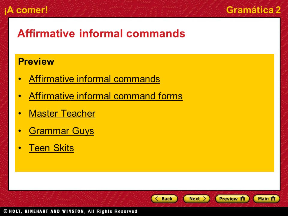Affirmative informal commands