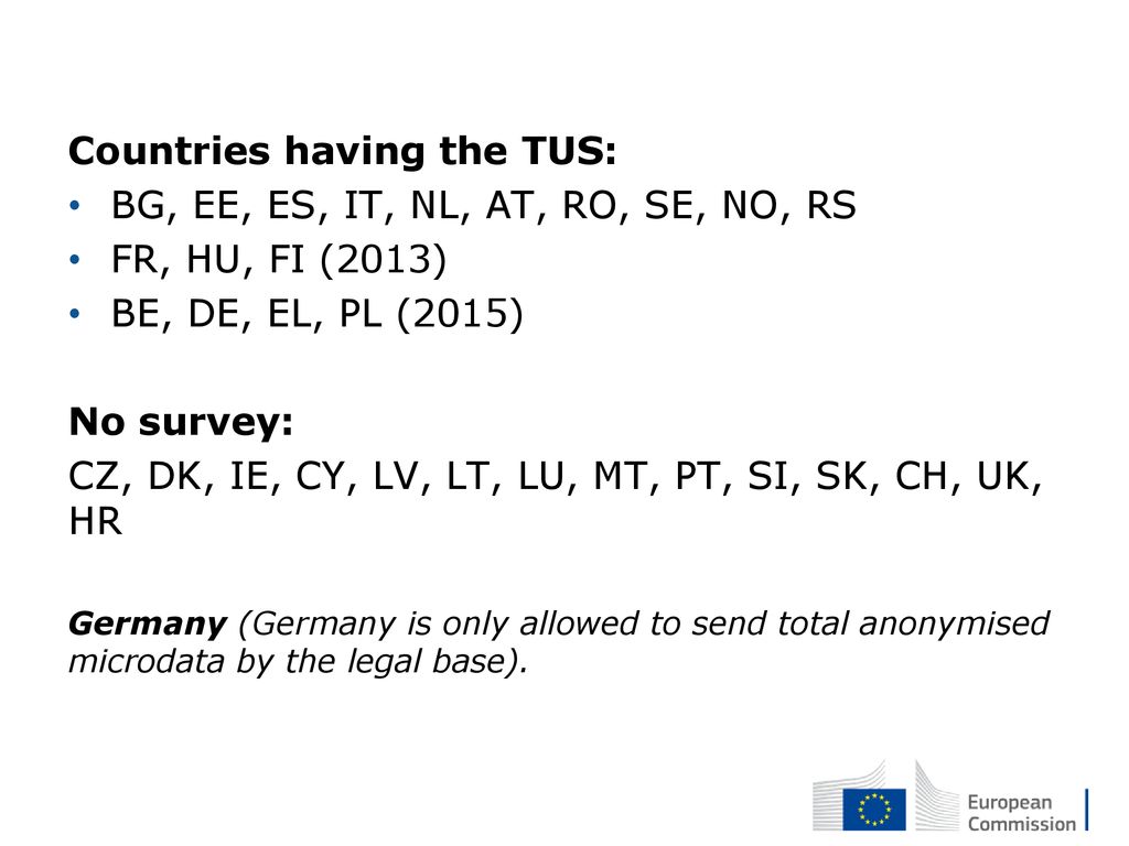 Countries having the TUS: BG, EE, ES, IT, NL, AT, RO, SE, NO, RS