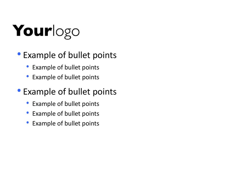 Example of bullet points