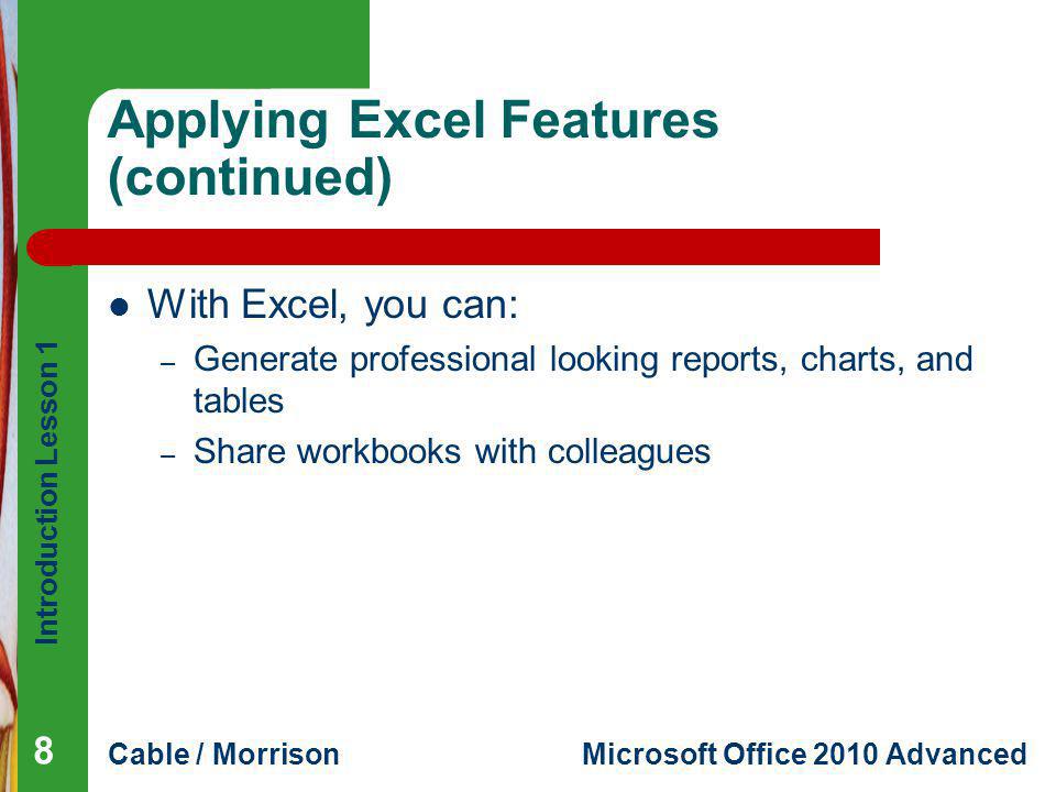 Applying Excel Features (continued)