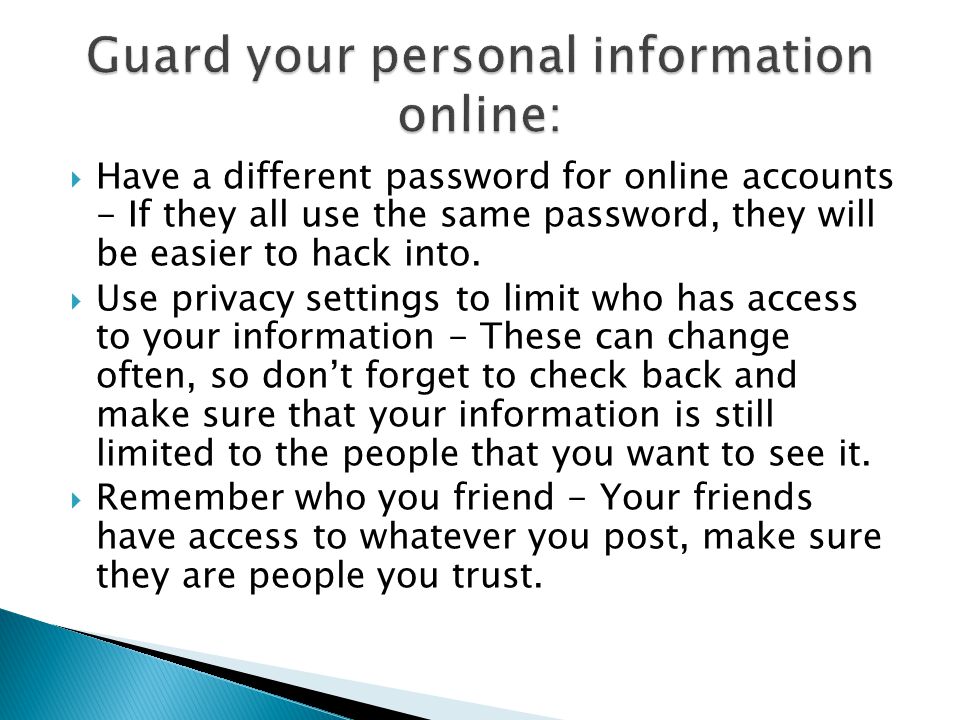 Guard your personal information online: