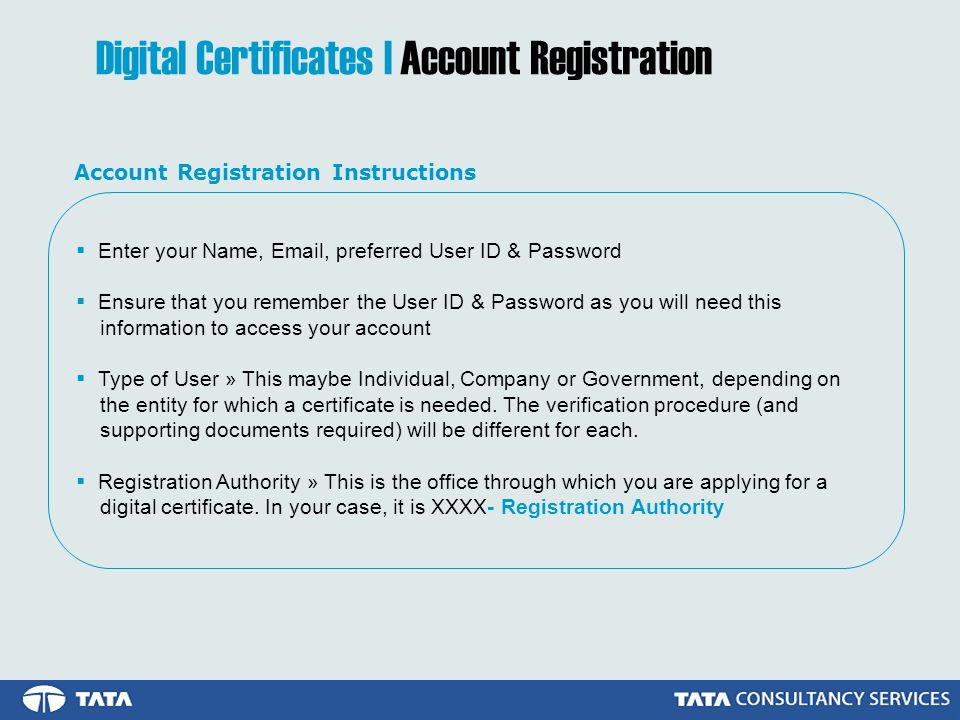Digital Certificates | Account Registration