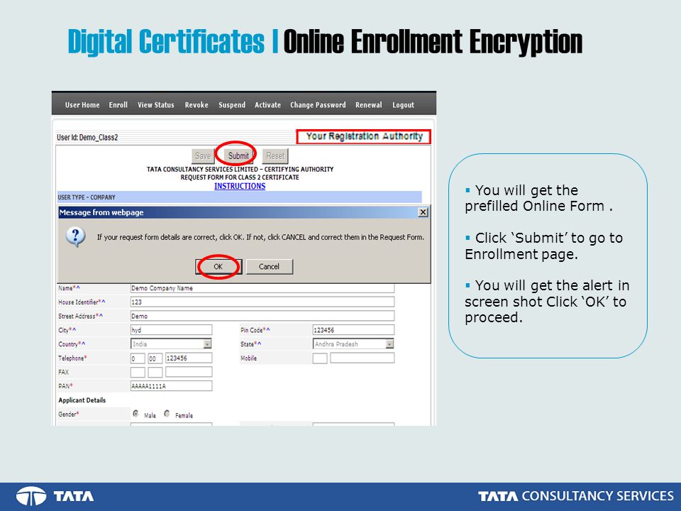 Digital Certificates | Online Enrollment Encryption
