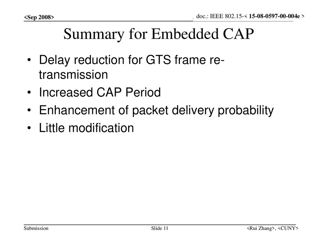 Summary for Embedded CAP