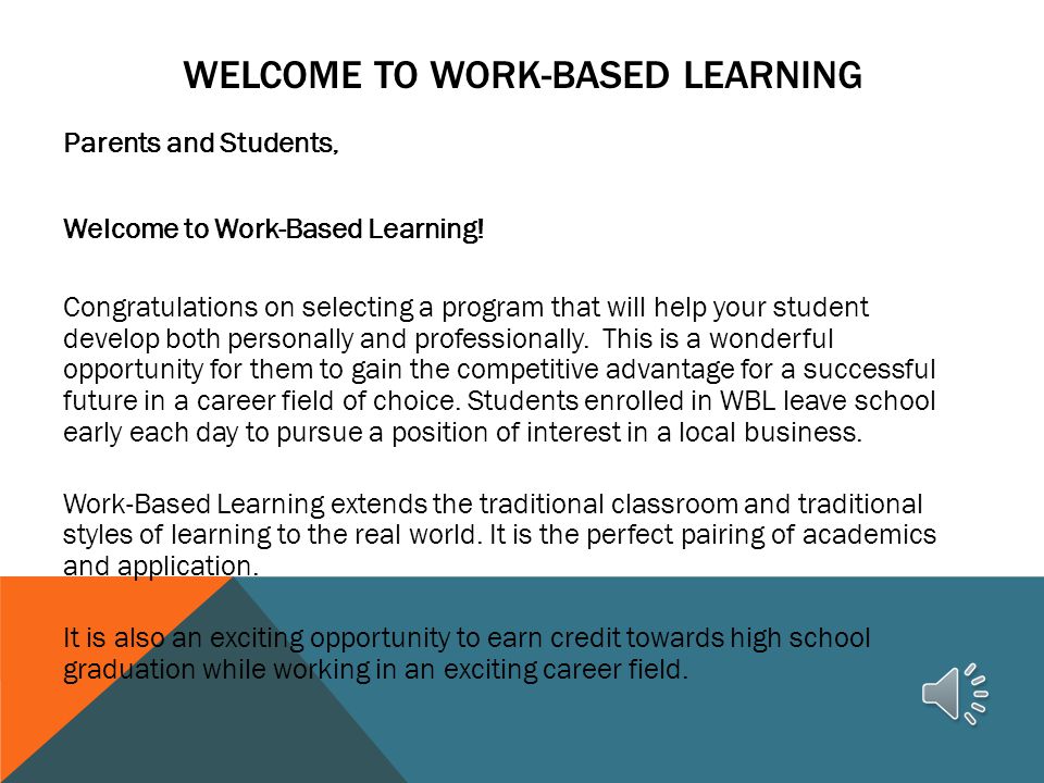 Welcome To Work-Based Learning