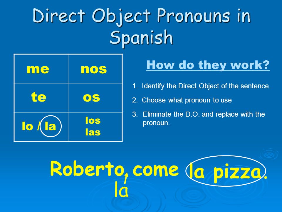 Direct Object Pronouns in Spanish