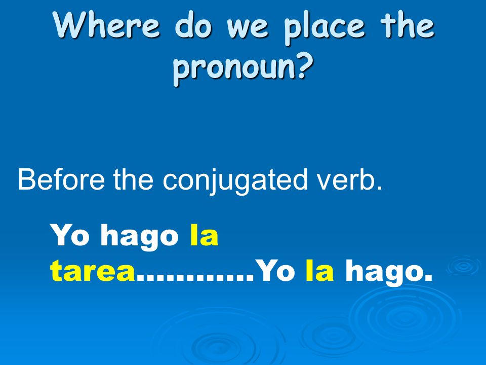 Where do we place the pronoun