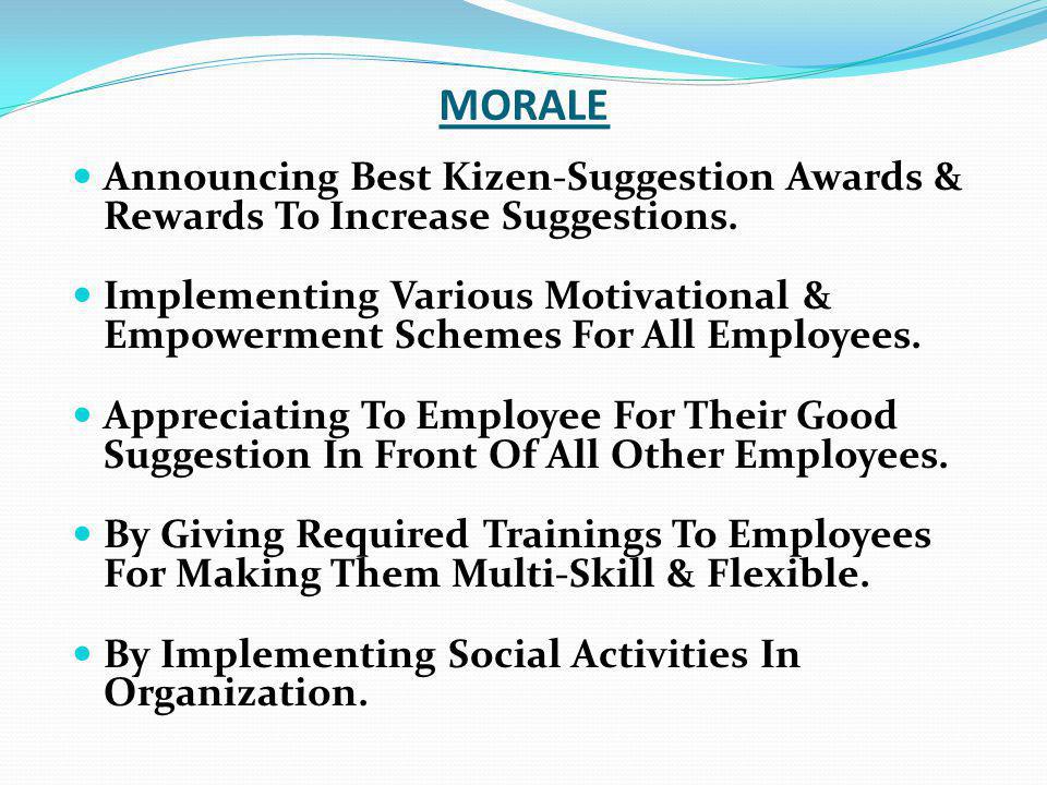MORALE Announcing Best Kizen-Suggestion Awards & Rewards To Increase Suggestions.