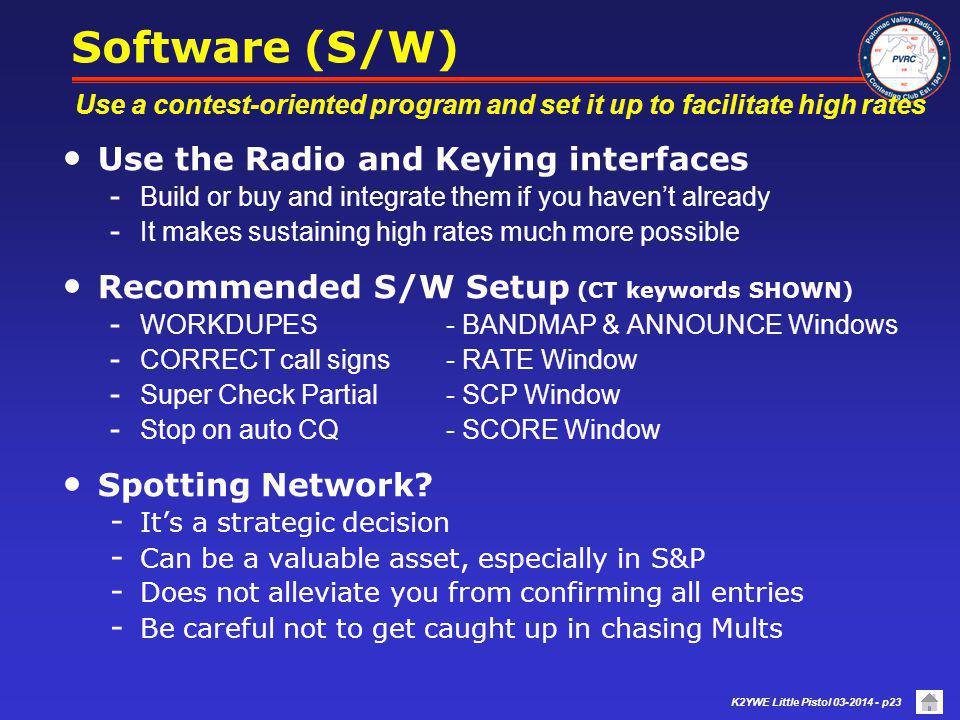 Software (S/W) Use the Radio and Keying interfaces