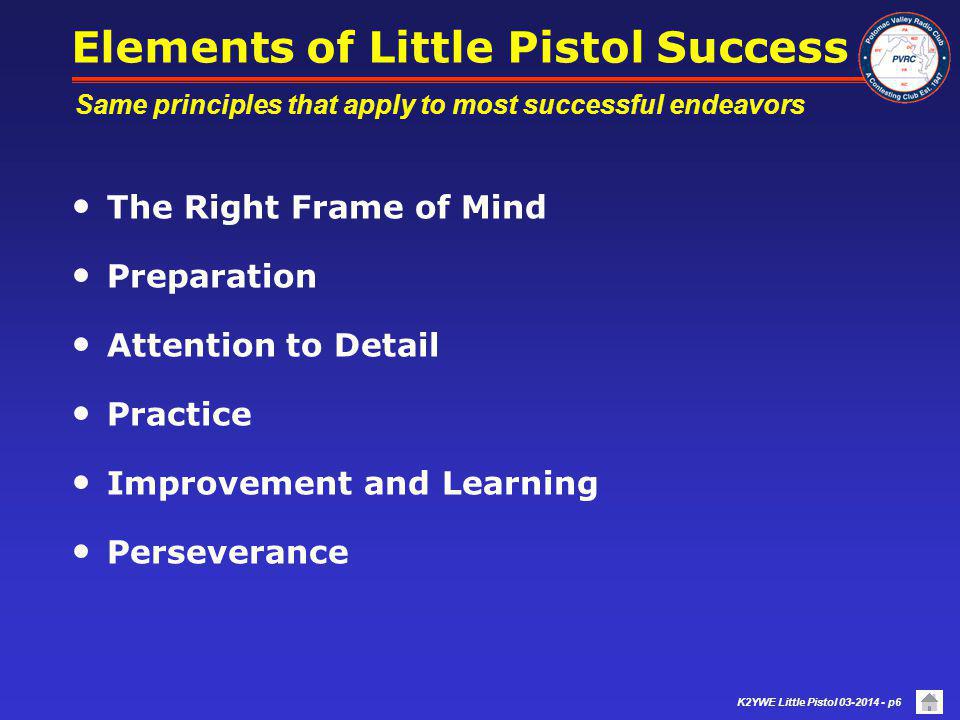 Elements of Little Pistol Success