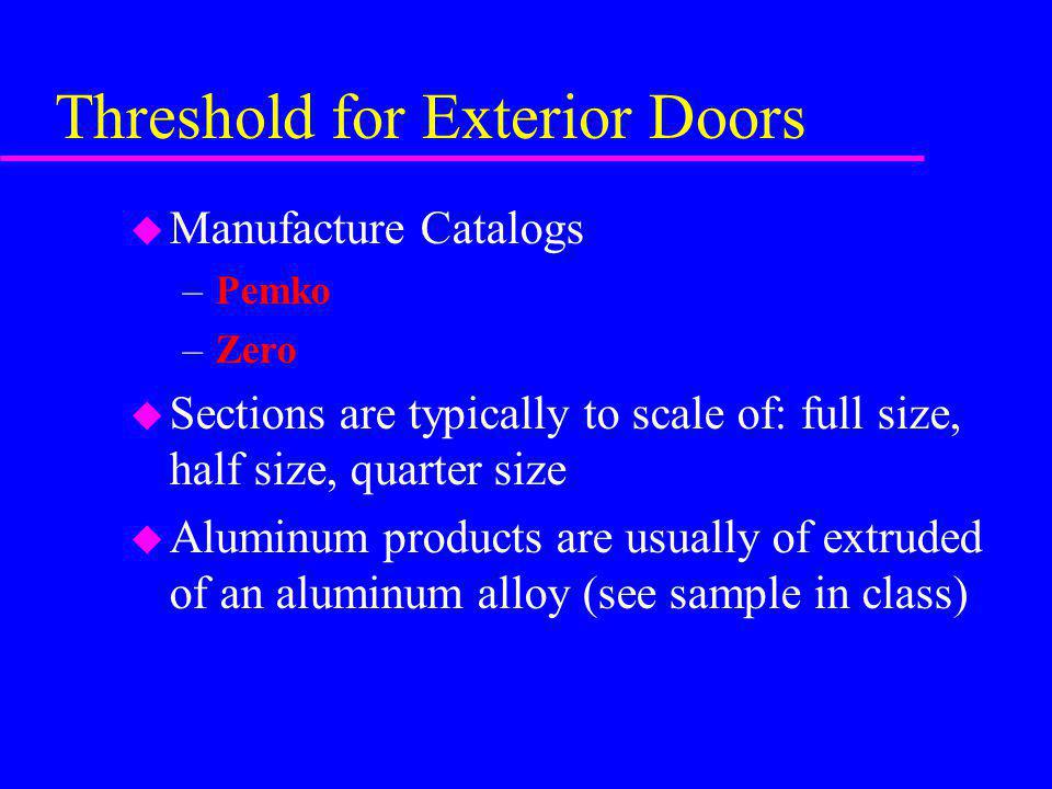 Threshold for Exterior Doors