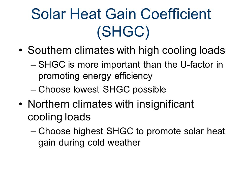 Solar Heat Gain Coefficient (SHGC)