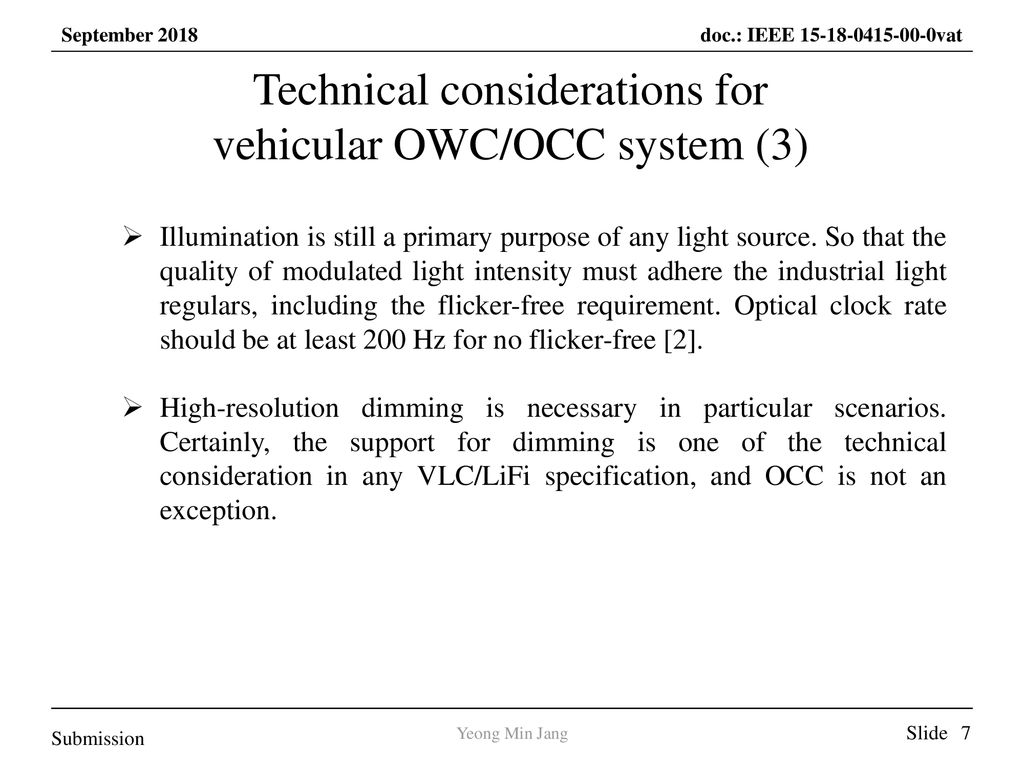 Technical considerations for vehicular OWC/OCC system (3)