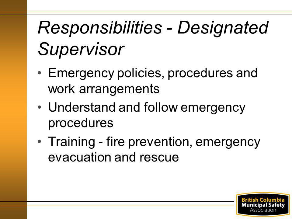 Responsibilities - Designated Supervisor