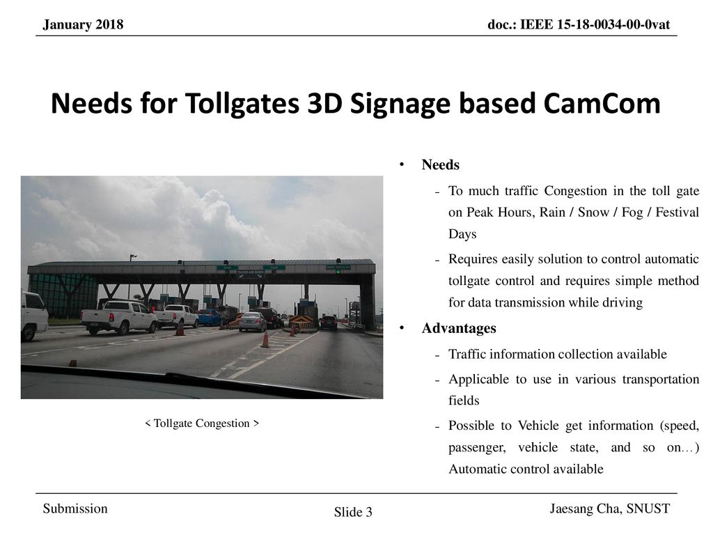 Needs for Tollgates 3D Signage based CamCom