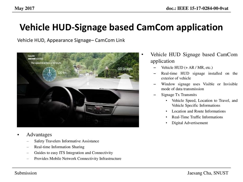 Vehicle HUD-Signage based CamCom application