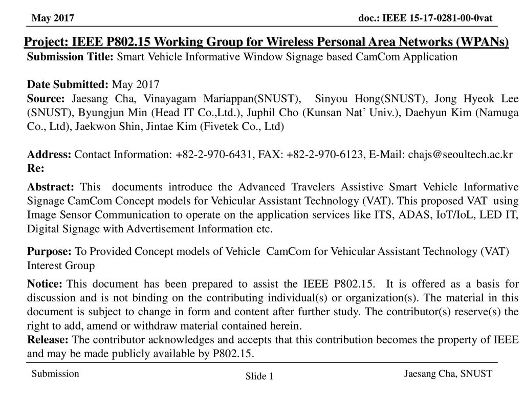 March 2017 Project: IEEE P Working Group for Wireless Personal Area Networks (WPANs)